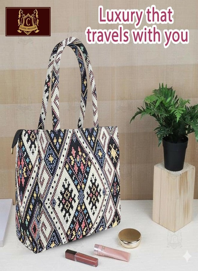 CLASSIC SMUGGLER Designer Tote Bag for Women Trendy Geometric Print Handbag for Work, Shopping & Casual Outings | Ladies purse | Stylish Shoulder Bag | Gift for Women - Image 3